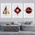 Art-Deco-Set aus 3 Wandbildern in Rot, Schwarz und Gold