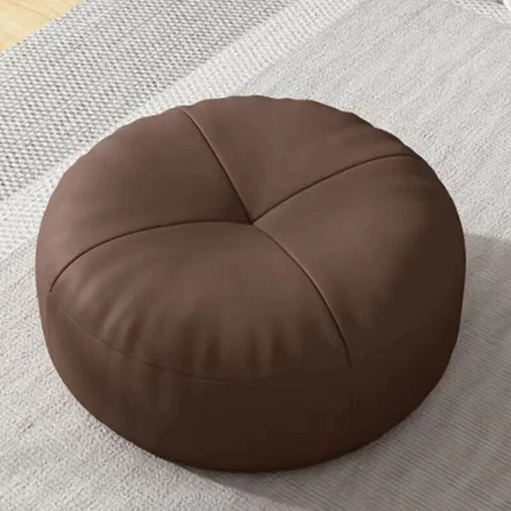 Zen-Kissen – Rundes japanisches Sitzkissen aus Nappaleder im Tatami-Stil