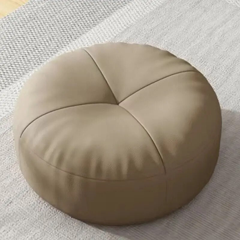 Zen-Kissen – Rundes japanisches Sitzkissen aus Nappaleder im Tatami-Stil