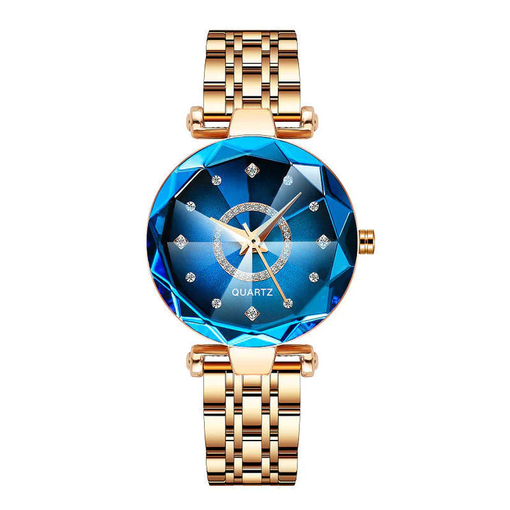 Wasserdichte Damenuhr – Sternenklare Diamantzifferblatt Eleganz
