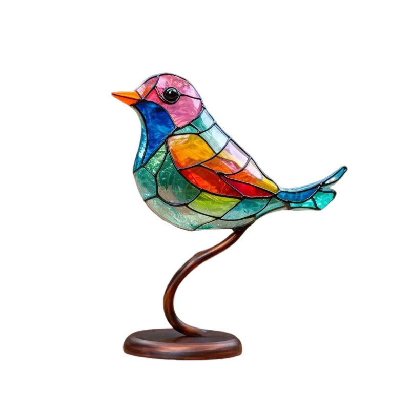 Bunte Glasornamente Vögel auf Zweigen | Karnz