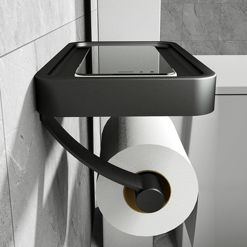 RVSPlank | Bohrfreier Toilettenpapierhalter mit Ablage aus Edelstahl | Karnz