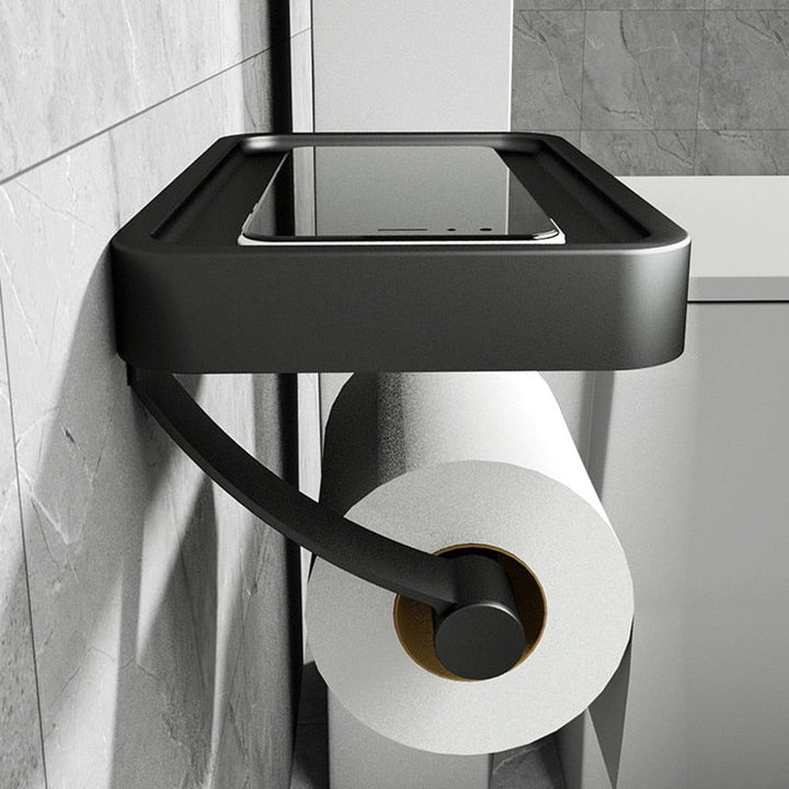 RVSPlank | Bohrfreier Toilettenpapierhalter mit Ablage aus Edelstahl | Karnz