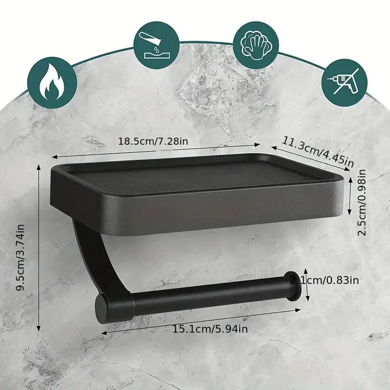 RVS-Regal | Bohrfreier Toilettenpapierhalter mit Ablagefach aus Edelstahl