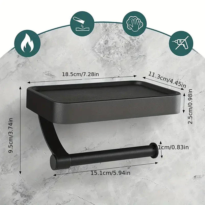 RVS-Regal | Bohrfreier Toilettenpapierhalter mit Ablagefach aus Edelstahl