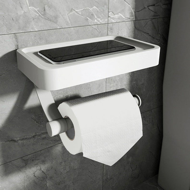 RVSPlank | Bohrfreier Toilettenpapierhalter mit Ablage aus Edelstahl | Karnz