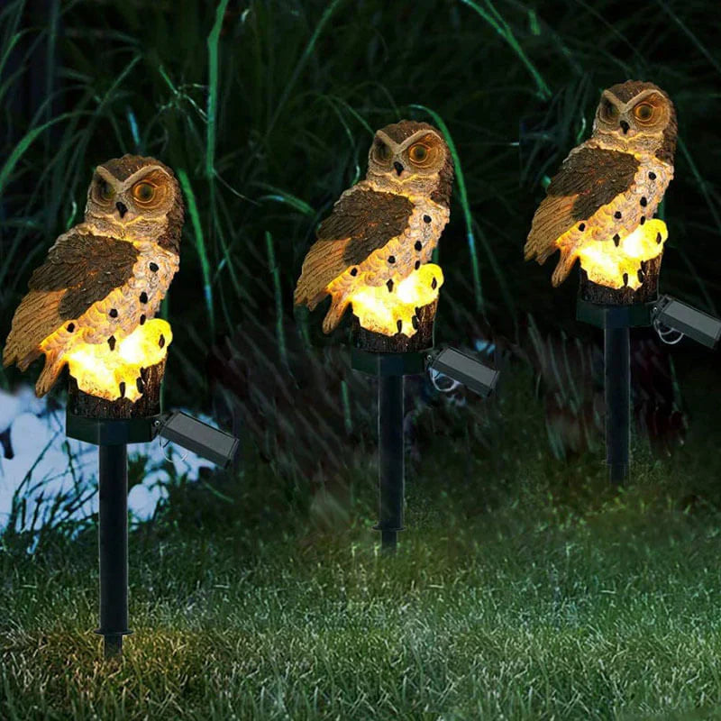 Karnz | OwlGlow Solar-Gartenleuchte | Autarke LED-Außenbeleuchtung | Integrierter Dämmerungssensor | IP65 Wetterfest | 45cm Erdspieß | Dekorative Eulen-Optik