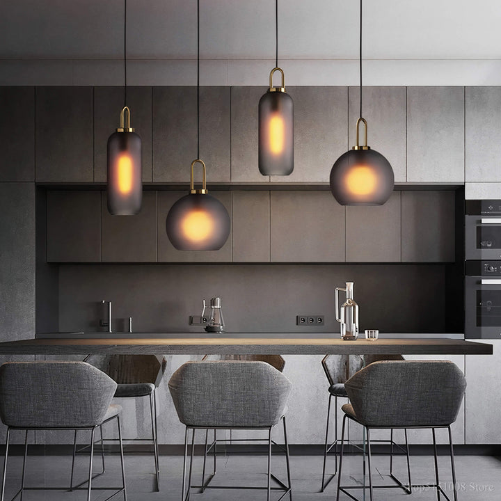 Rauchglas Pendelleuchte – Industrie-Deckenlampe für Küche, Esszimmer & Wohnzimmer | Karnz