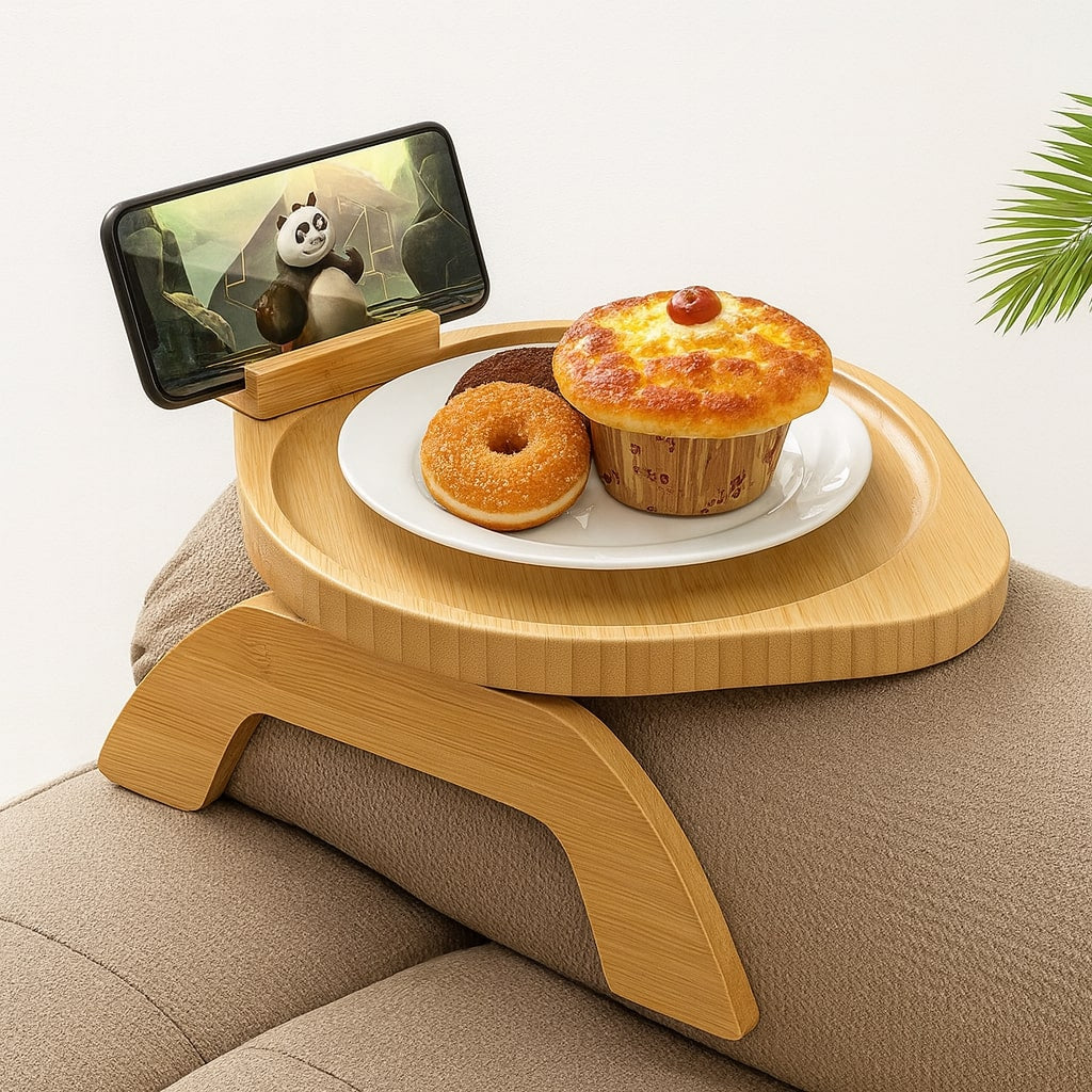 SofaNest Armlehnen Tisch Holz Sofa Beistelltisch Mit Telefonhalter | Karnz