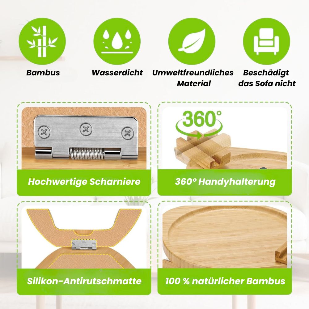SofaNest Armlehnen Tisch Holz Sofa Beistelltisch Mit Telefonhalter | Karnz