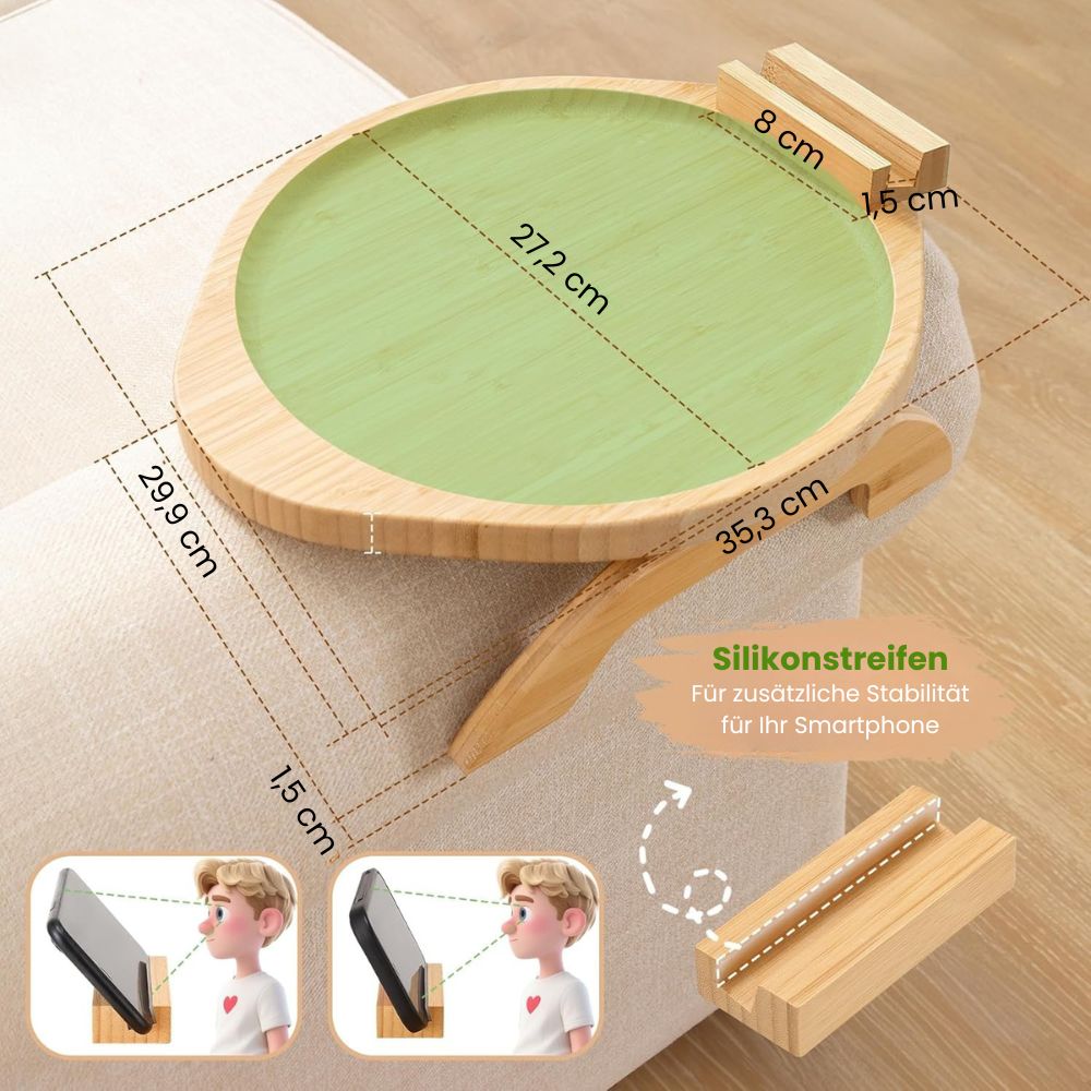 SofaNest Armlehnen Tisch Holz Sofa Beistelltisch Mit Telefonhalter | Karnz