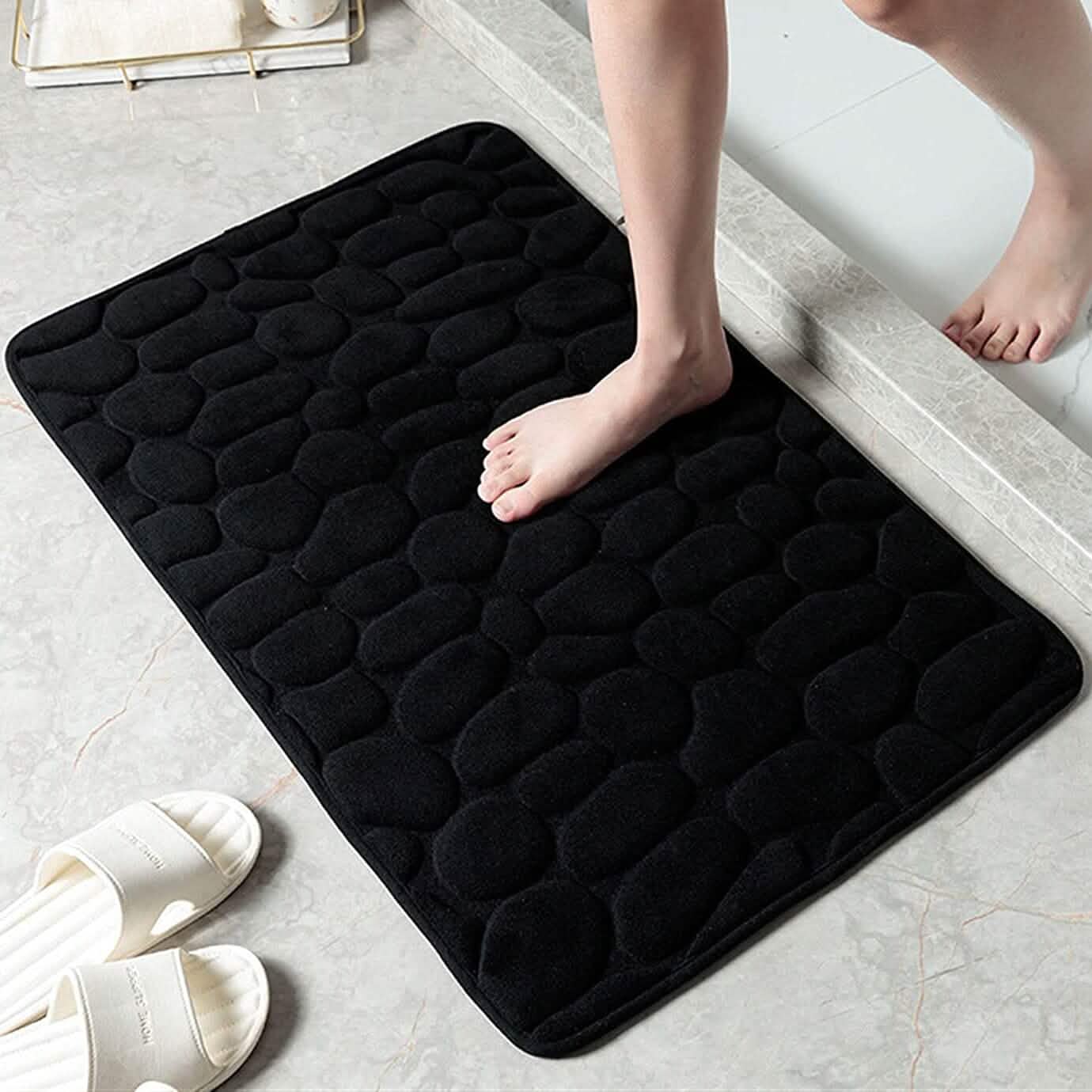 Weiche Badematte aus Memory-Schaum mit rutschfestem Grabsteinmuster