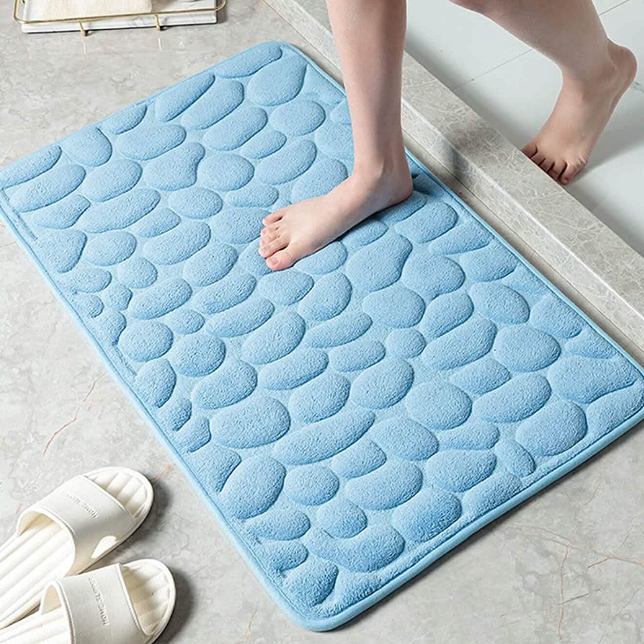 Weiche Badematte aus Memory-Schaum mit rutschfestem Grabsteinmuster