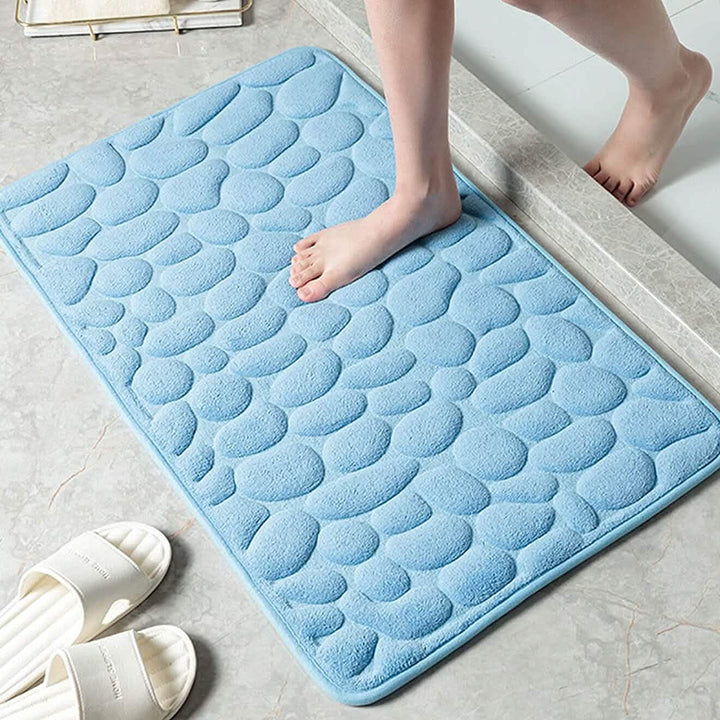 Weiche Badematte aus Memory-Schaum mit rutschfestem Grabsteinmuster