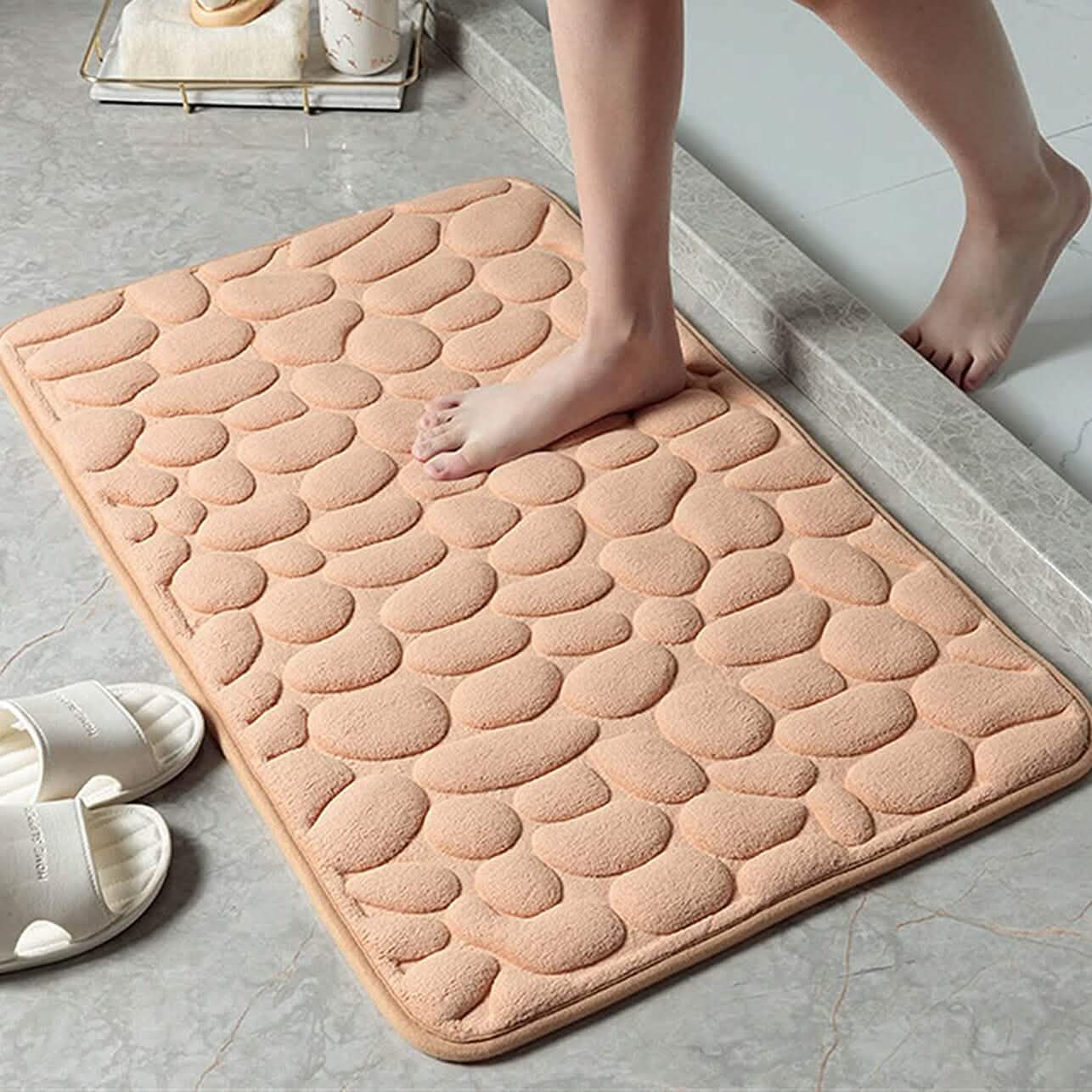 Weiche Badematte aus Memory-Schaum mit rutschfestem Grabsteinmuster