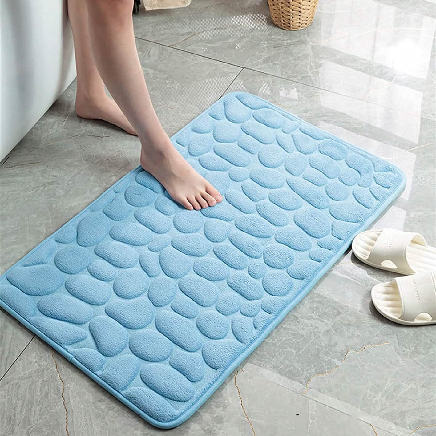 Weiche Badematte aus Memory-Schaum mit rutschfestem Grabsteinmuster