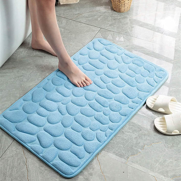 Weiche Badematte aus Memory-Schaum mit rutschfestem Grabsteinmuster