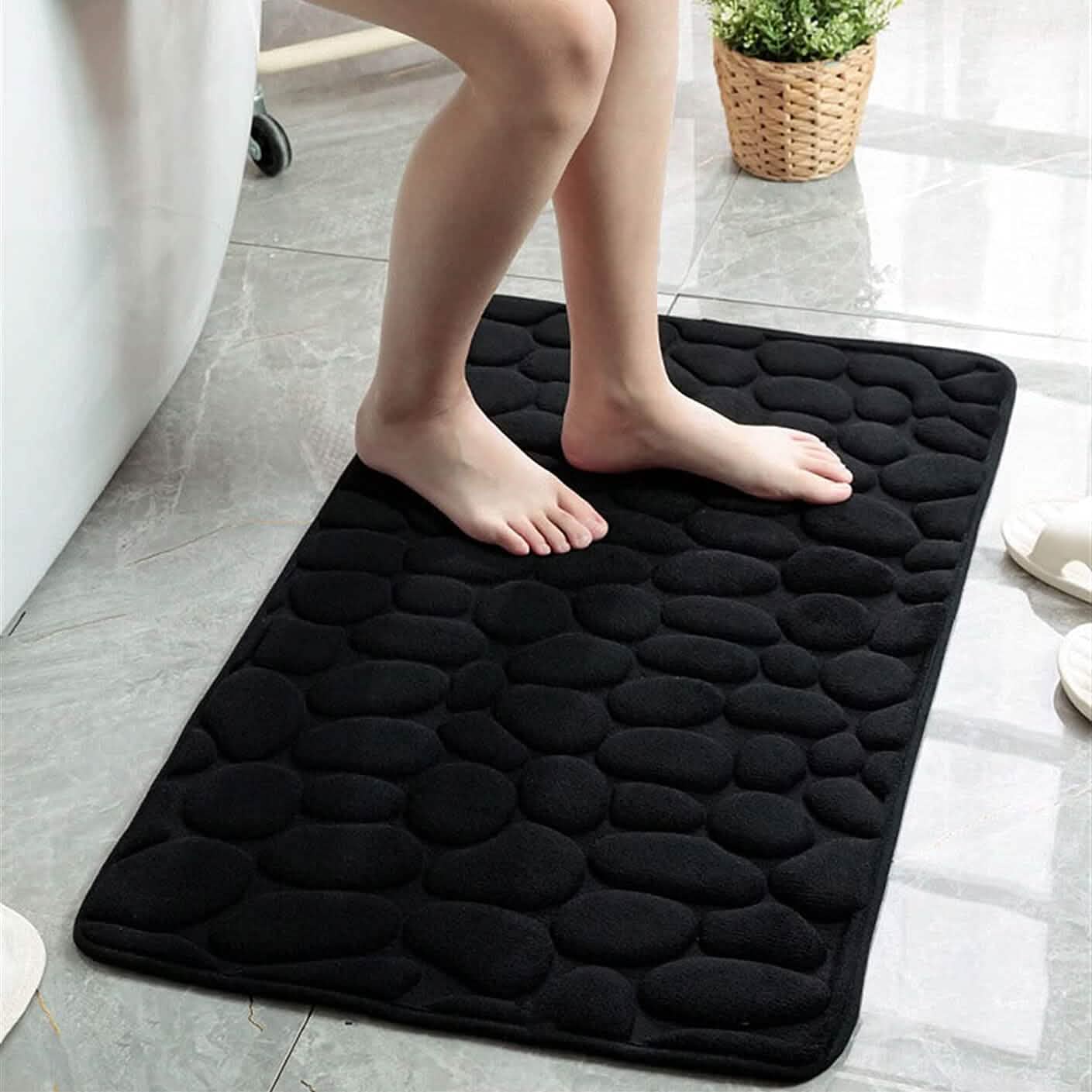 Weiche Badematte aus Memory-Schaum mit rutschfestem Grabsteinmuster