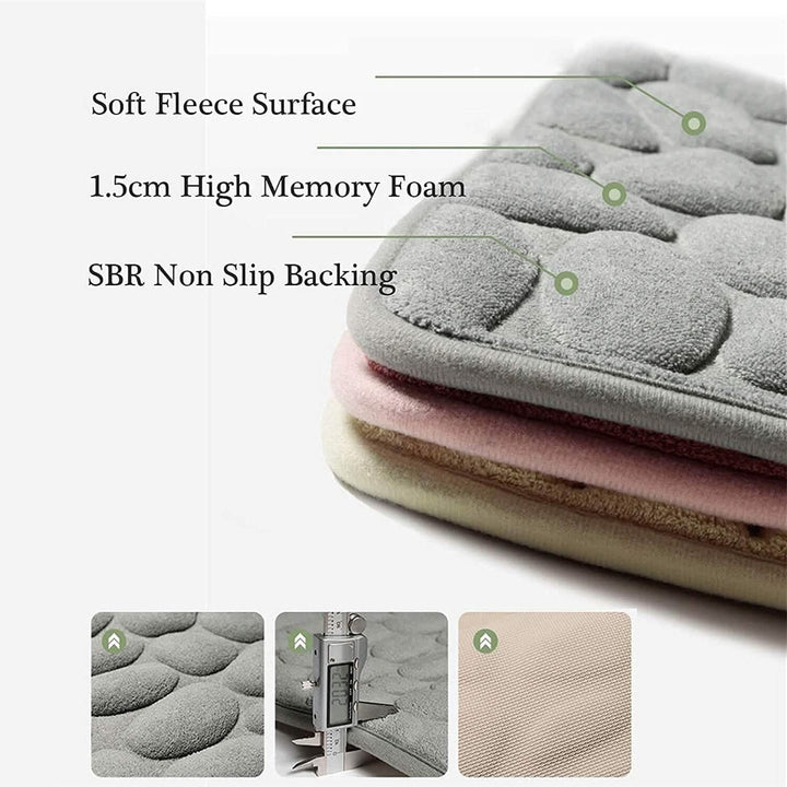 Weiche Badematte aus Memory-Schaum mit rutschfestem Grabsteinmuster