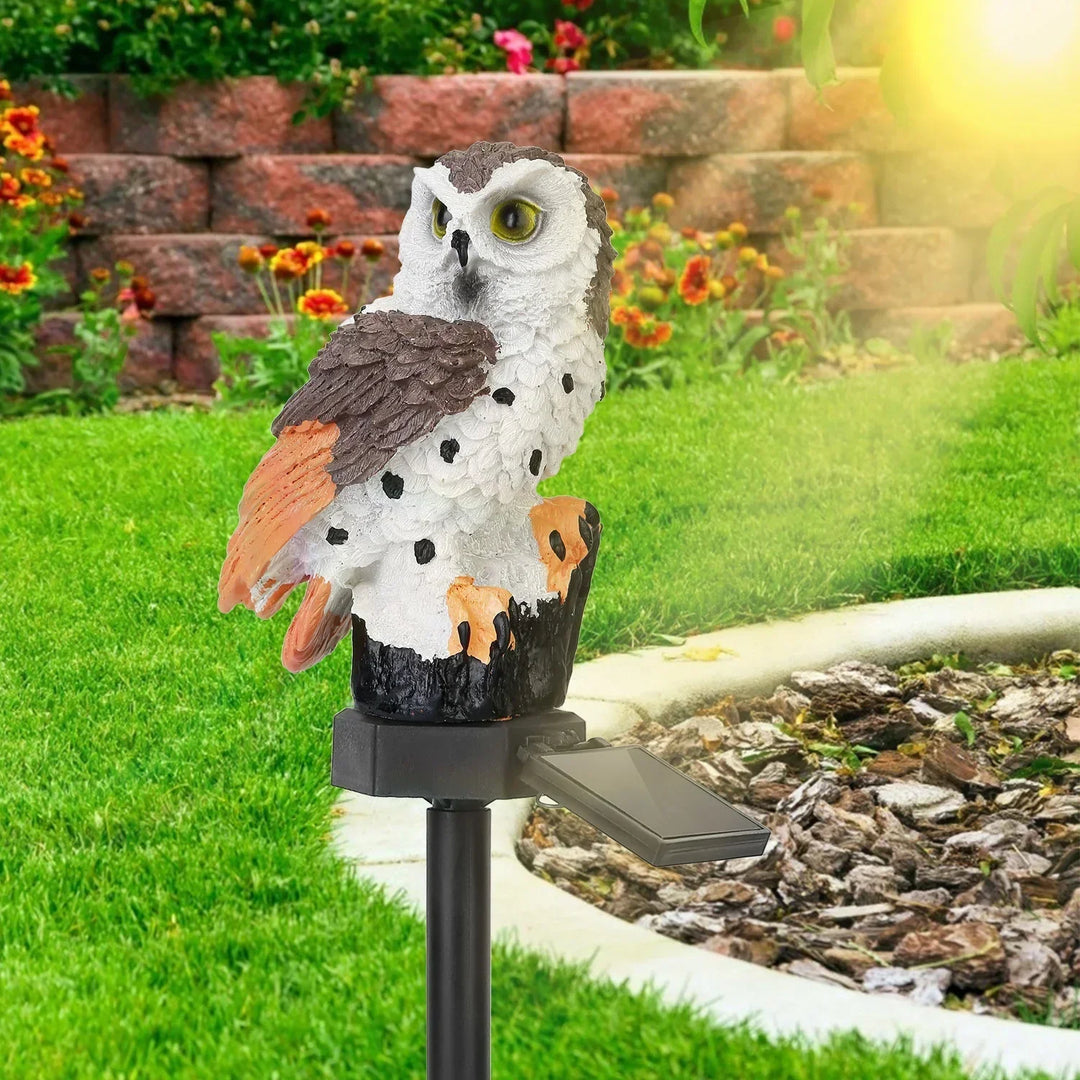 Solarbetriebene Gartenlampe mit dekorativem Eulen-Design – LED Außenleuchte für den Garten | Karnz