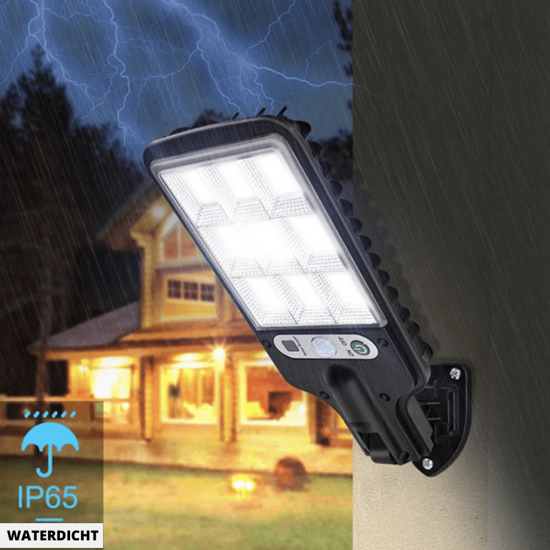 SolarBright Gartenleuchte mit Bewegungsmelder – Kabellose IP65 LED-Außenleuchte mit Fernbedienung und 6000K kaltweißem Licht