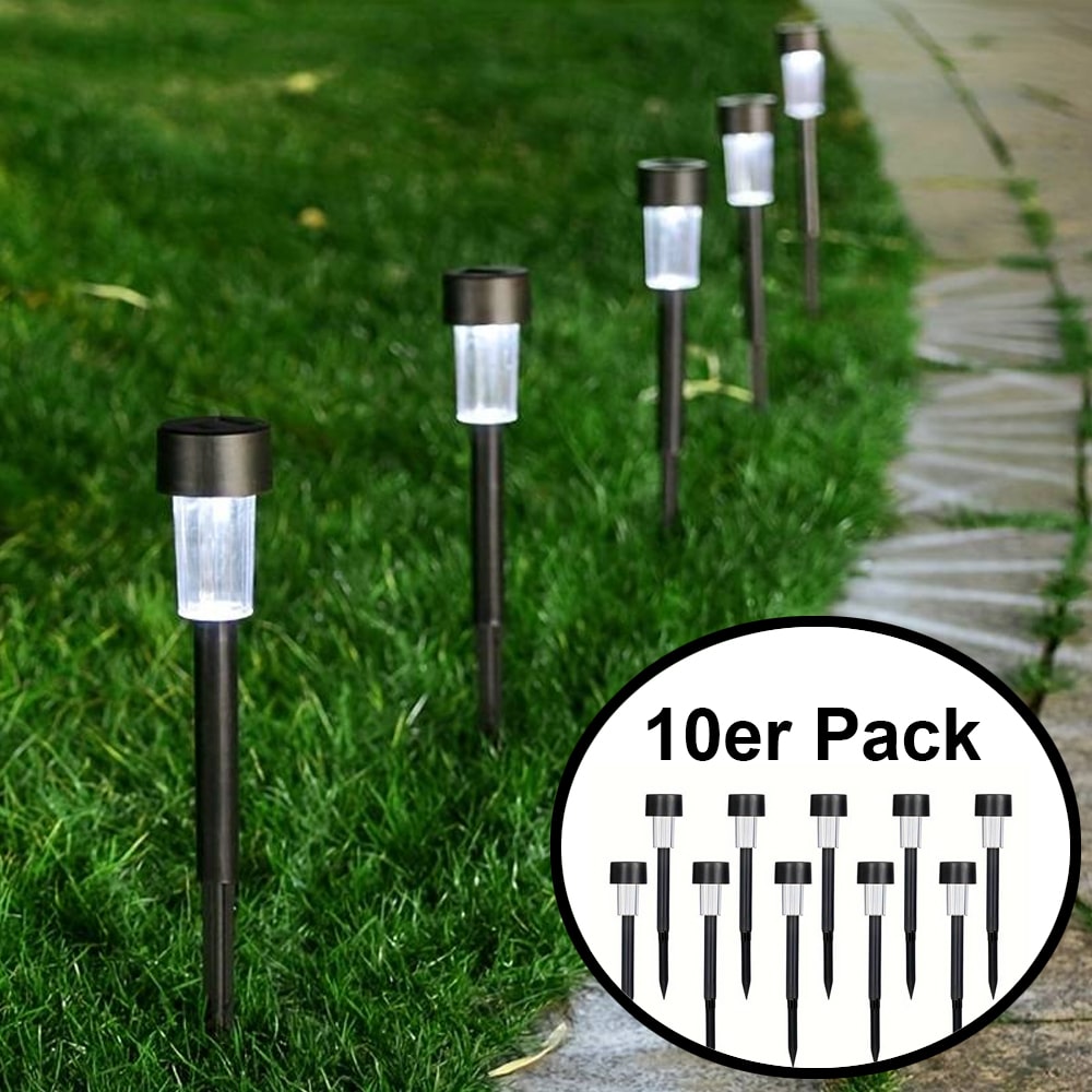 LED-Solarzellenlampen auf Spießen - Schwarz 10 Stk. | Karnz