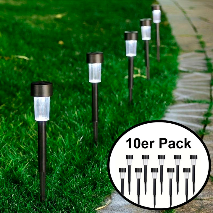 LED-Solarzellenlampen auf Spießen - Schwarz 10 Stk. | Karnz