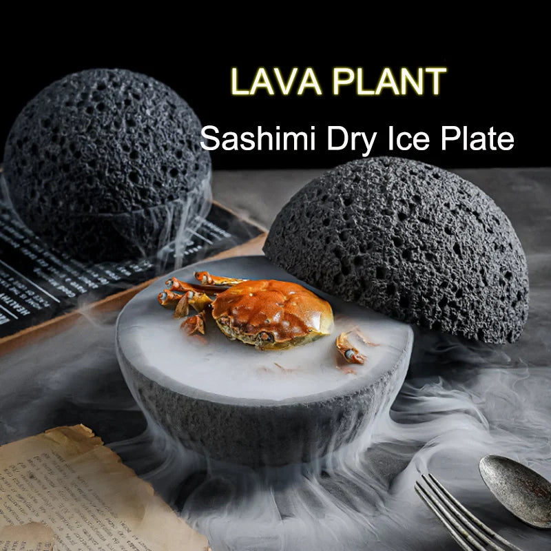 Spezial Lava-Stein Planet Sashimi Meeresfrüchte Trockeneis Servierplatte | Karnz