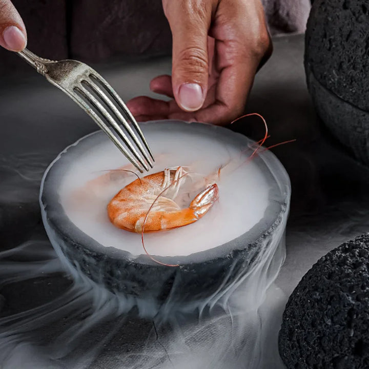 Spezial Lava-Stein Planet Sashimi Meeresfrüchte Trockeneis Servierplatte | Karnz
