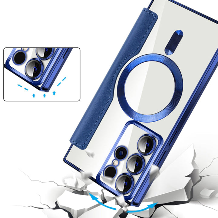 Sandsberg | Magnetische Samsung Flip-Hülle | Lederstruktur mit Ringhalter