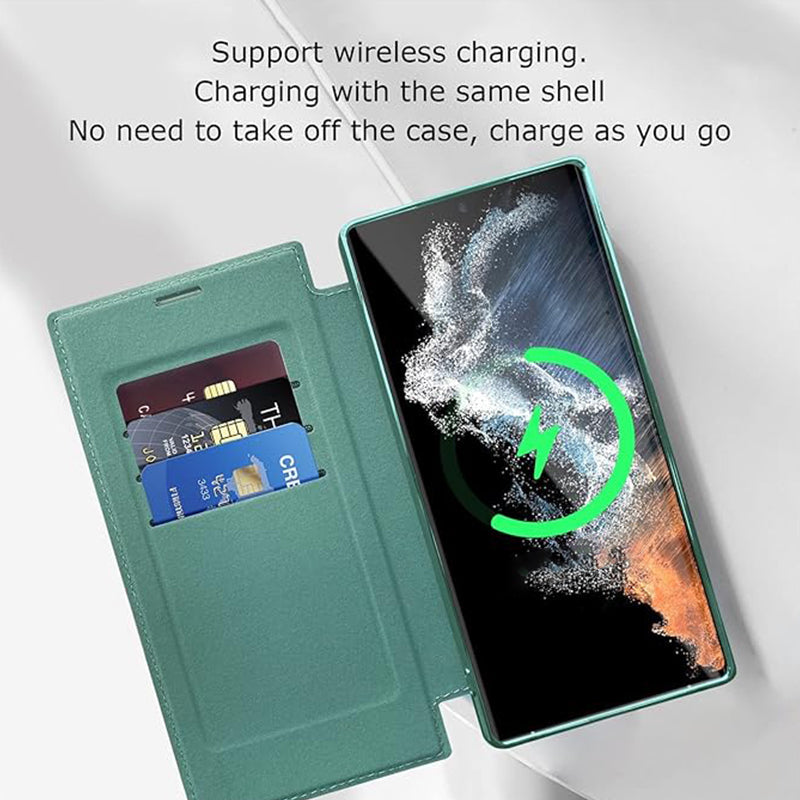 Sandsberg | Magnetische Samsung Flip-Hülle | Lederstruktur mit Ringhalter