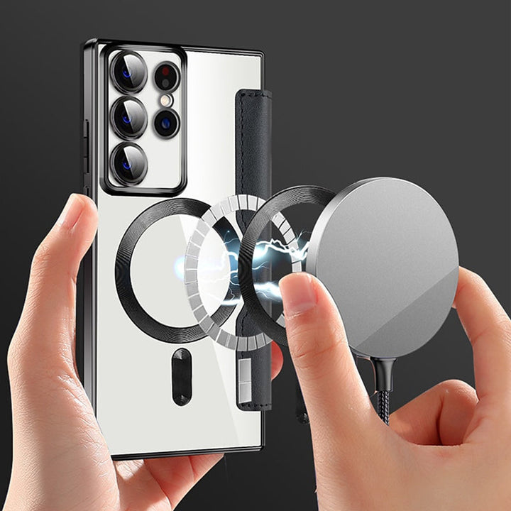 Sandsberg | Magnetische Samsung Flip-Hülle | Lederstruktur mit Ringhalter
