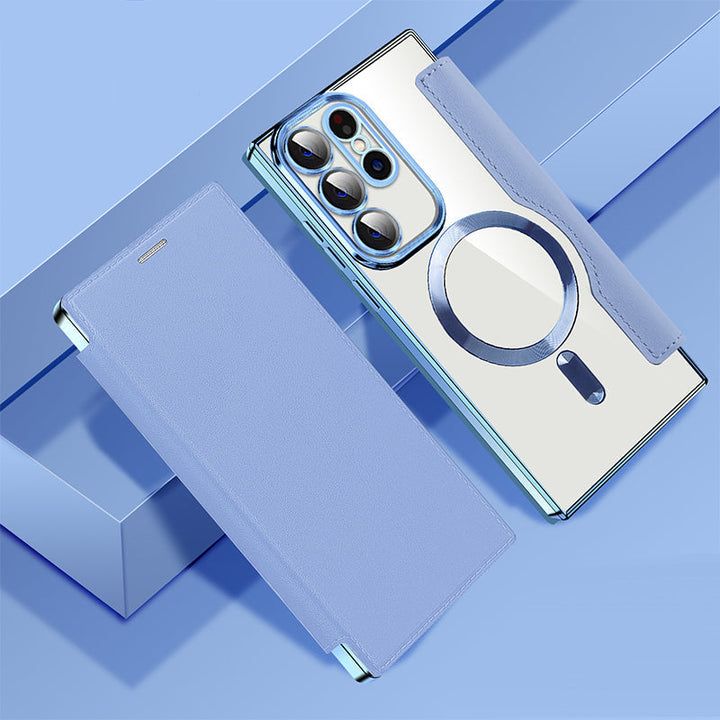 Sandsberg | Magnetische Samsung Flip-Hülle | Lederstruktur mit Ringhalter