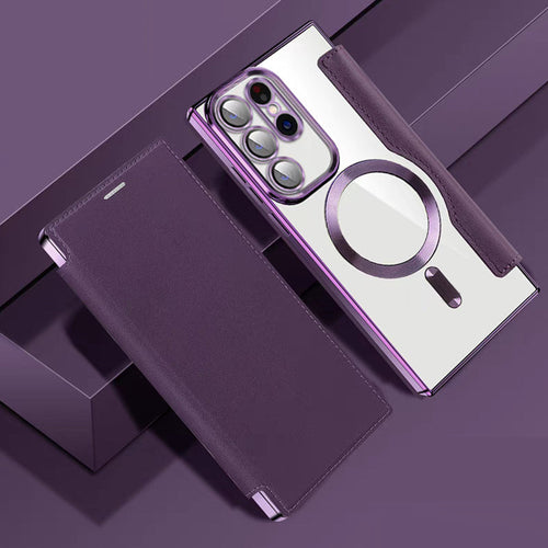 Sandsberg | Magnetische Samsung Flip-Hülle | Lederstruktur mit Ringhalter
