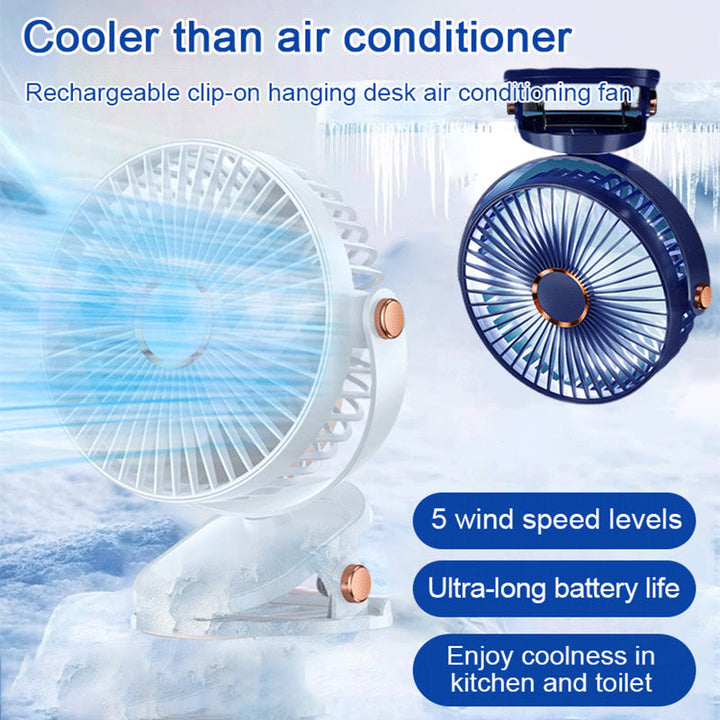 Wiederaufladbarer Clip-On Hängender Tischventilator mit Klimaanlage | Karnz