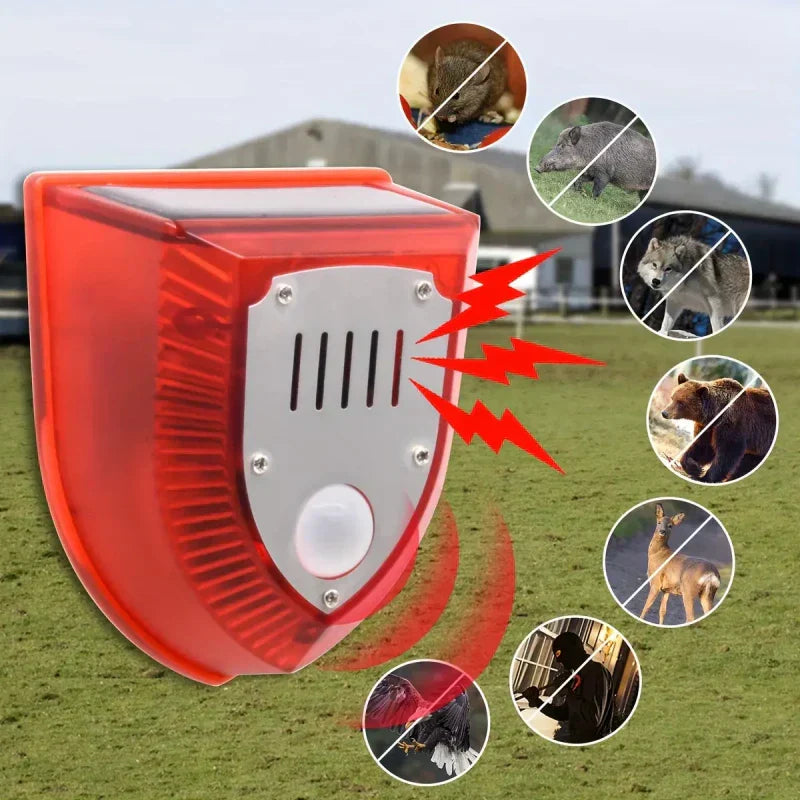 Solarbetriebene 129 dB Sicherheitsalarmlicht mit Bewegungssensor