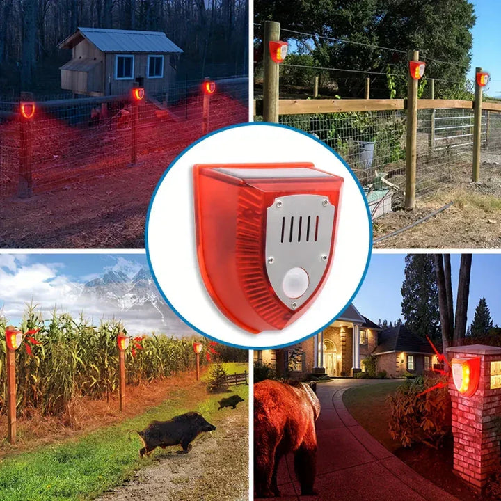 Solarbetriebene 129 dB Sicherheitsalarmlicht mit Bewegungssensor