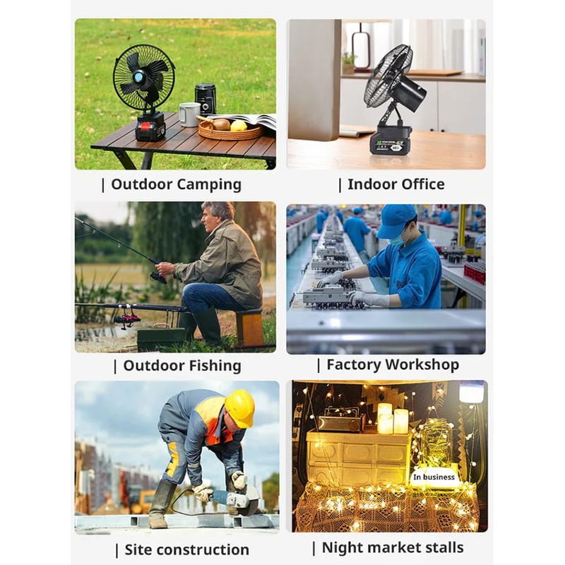 Wiederaufladbarer Tragbarer Außen Drahtloser Camping Ventilator | Karnz