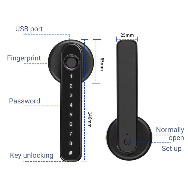 Intelligenter Türgriff mit Fingerabdrucksensor und Bluetooth-App-Steuerung