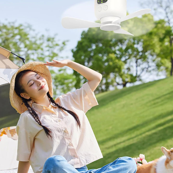 Wiederaufladbarer Deckenventilator mit LED-Lichtern | Karnz