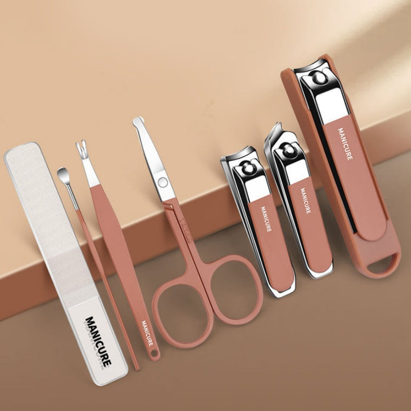 Tragbares 7-teiliges Maniküre-Set mit Nagelknipsern