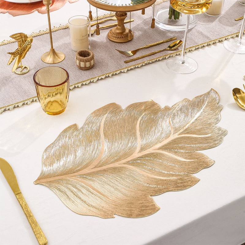 Gold Leaf Luxus Platzdeckchen – 3D Elegante Tischmatte aus PVC | Karnz