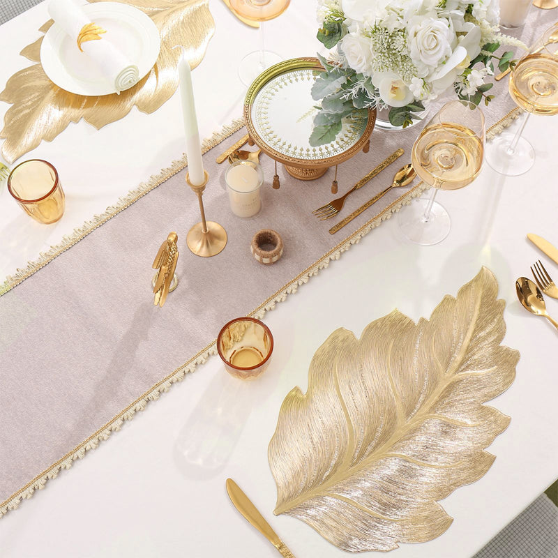 Gold Leaf Luxus Platzdeckchen – 3D Elegante Tischmatte aus PVC | Karnz
