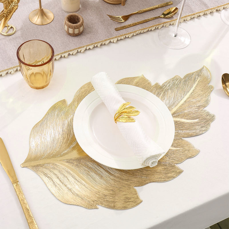 Gold Leaf Luxus Platzdeckchen – 3D Elegante Tischmatte aus PVC | Karnz