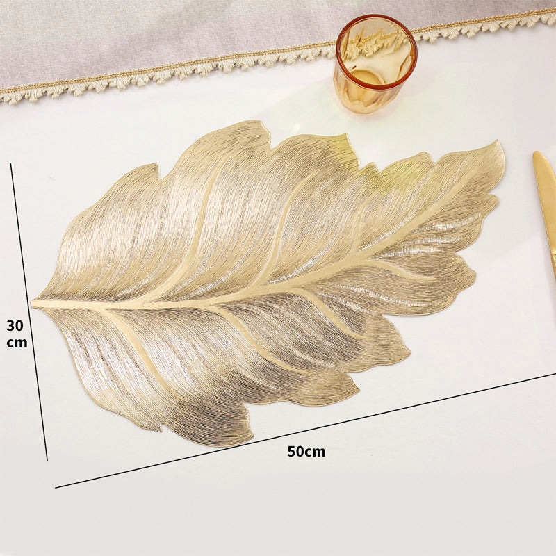 Gold Leaf Luxus Platzdeckchen – 3D Elegante Tischmatte aus PVC | Karnz