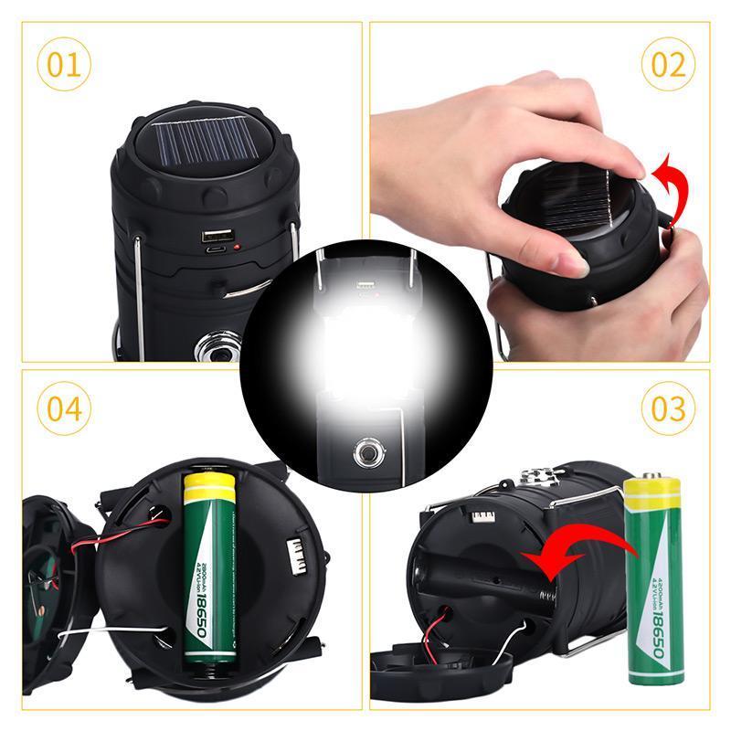 3-in-1 LED Campinglaterne mit Flackerflamme | Karnz