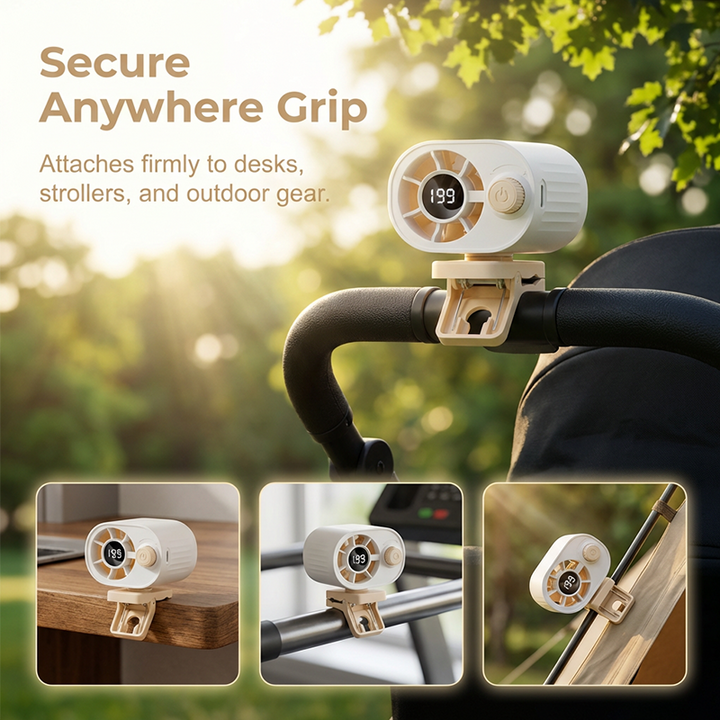 Wiederaufladbarer Clip-On Luftkühler für den Außenbereich | Karnz