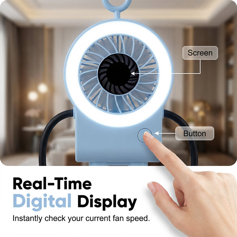Flexibler Roboter Schreibtischventilator mit LED-Licht | Karnz