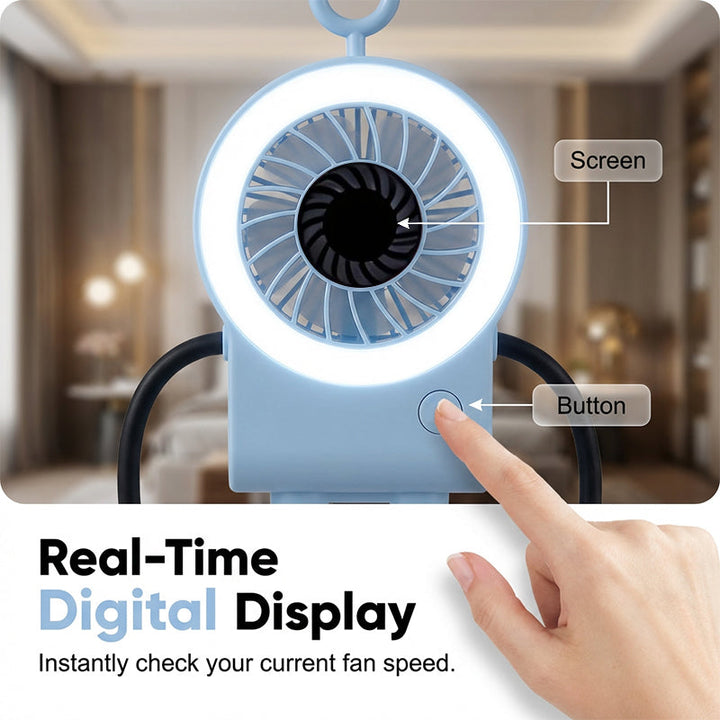 Flexibler Roboter Schreibtischventilator mit LED-Licht | Karnz