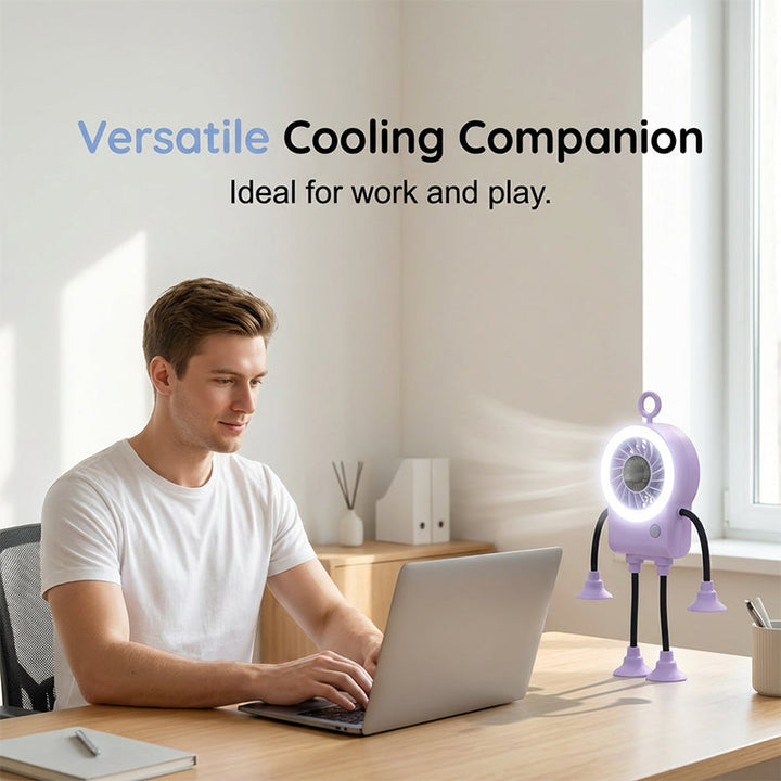 Flexibler Roboter Schreibtischventilator mit LED-Licht | Karnz